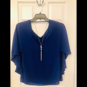 NWOT Navy Blue Poncho Style Blouse